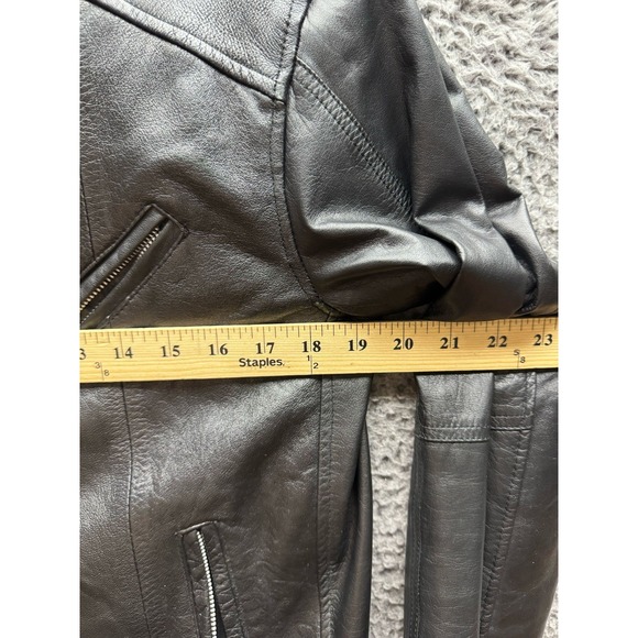 Shimokitazawa Ringo Full Zip Leather Bikers Jacket Black Women's Size L - Picture 10 of 12